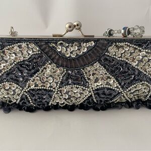 Embellished Blue Beaded Evening Clutch NWOT